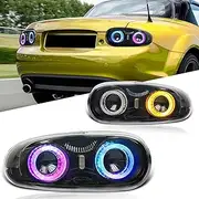 Archaic Colorful LED Tail Lights Compatible for Mazda MX-5 MK3 Miata NC2 NC3 2009-2015,w /3D Animation DRL,JDM Design Taillights