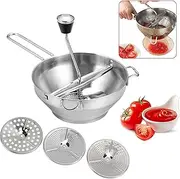 Food Mill Stainless Steel, Food Mill With 3 Discs, Handle Baby Food Grinder Hand Crank, The Rotary Food Mill for Tomato Sauce, Potatoes, Baby Food or Canned Goods
