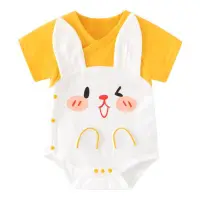 在飛比找蝦皮購物優惠-網紅嬰兒三角短袖哈衣夏季0-3個月新生寶寶可愛連身包屁衣服薄