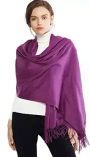 Women's Scarf Pashmina Shawls and Wraps for Evening Dress Bridesmaid Purple