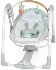 Ingenuity Cozy Spot Swing n Go Portable Swing - Removable and Rotatable Wood Toy Bar, 6-Speed, for Ages 0-9 Months, Up to 20 Pounds