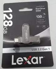 Lexar JumpDrive D400 Dual 128GB USB Flash Drive