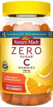 Nature Made Zero Sugar Vitamin C Gummies Orange Citrus Gummy 100ct