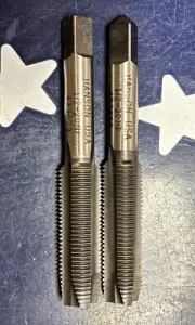 Two HANSON USA 1/2-20 NF 3FL SP PT Spiral Point HS HSS GP 1/2”x20tpi Aircraft