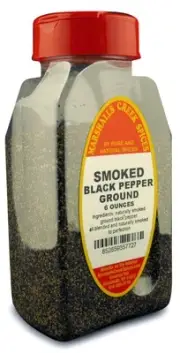 SMOKED GROUND BLACK PEPPER FRESHLY PACKED IN LARGE JARS, spices, herbs, seaso...