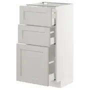 METOD base cabinet with 3 drawers, white Maximera/Lerhyttan light grey, 40x37x80 cm