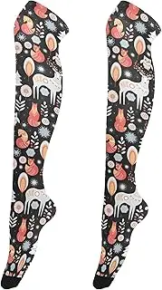 [Caihoyu] Thigh Socks for Women Casual Fashion Extra Long Knee High Socks Over Knee Thigh Socks for Halloween Cosplay Party Festival Winter Deer Owl Fox, Winter Deer Owl Fox