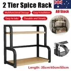 2 Tier Kitchen Spice Rack Storage Organizer Seasoning Stand Shelf Countertop AU