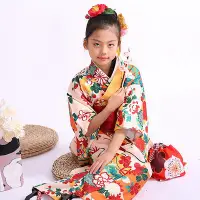 在飛比找Yahoo!奇摩拍賣優惠-夏季睡衣 情侶睡衣 日本和服女童和服正裝5-13歲兒童和服傳