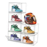 Magnetic Shoe Boxes – 360° Clear Plastic Stackable Sneaker 6PC Acrylic Clear