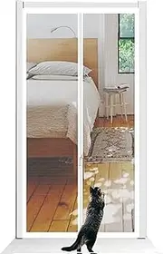 Anti-Scratch Mosquito Net Door for Cats, Double-Sided Zippers Prevent Puppies and Cats from Walking Around The Home Door Fly Screen