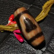 Antique Magic Old Tibetan Agate *Mountain 1 Eye* Amulet Cinnabar Dzi Bead PK012