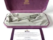 KRONE STRETCH FLANEL FOUNTAIN PEN IN MARBLED GREY CELLULOID & SILVER TRIM - NOS
