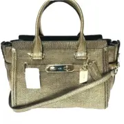 Coach ‘Swagger 27’ Metallic Gold Pebbled Leather Crossbody Satchel