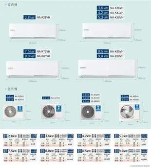 臺中地區【NEOKA 新禾】5-8坪變頻冷暖空調(NA-K41VH/NA-A41VH)含基本安裝 (9折)