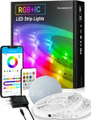 100Ft BGRIC LED Strip Lights, Smart Lights Work with Alexa&Google Assistant, Col