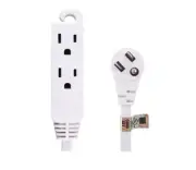 12Ft Flat Angle Power Extension Cord White 16/3 Grounded 3-Outlet