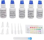 Soil Test Kit, Accurate Portable Universal Soil PH, 5 Bottles Liquid Solution PH Nitrogen, Phosphorous and Potash Tester for Lawns, Garden, Farm, Plant, Agriculture