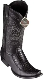 King Exotic BLACK GENUINE PYTHON SNAKE Western Boot Dubai Square Toe EE 479F5705