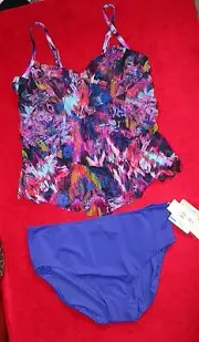 St Tropez Ruffle Tier Tankini Top size 20W with Gottex Bottoms size 22W
