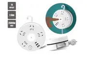 2.8m Rotatable Power Strip 8 AC Outlets 3 USB Ports LED Night Light 2400W Extension Cord for Home Office White
