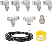 T-Shaped Connector Tee,Quick Release 3 Ways Pneumatic Tube - Labor-Saving Accessories, Fast Connect Fittings for Insert and Pull Out Hose