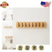 Flip-Down and Up Coat Rack with 8 Hooks - Handmade Wood with Polished Finish