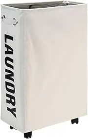 Large Foldable Laundry Washing Clothes Storage Bag Hamper Basket Bin Organiser (Beige)