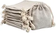 Calary 50pcs Double Canvas Drawstring Cotton Pouch Gift Sachet Bags Muslin Bag Reusable Tea Bag 2.75x4 Inch