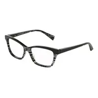 在飛比找PChome24h購物優惠-alain mikli 法式時尚絢爛線條上眉框光學眼鏡(黑白