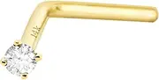 [Jewelry Avalanche] 14Kt Gold Moissanite Nose Stud 20G L-Shape Nose Ring Stud - April Birthstone