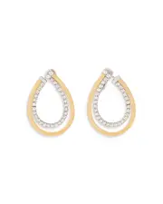 Marco Bicego 18K Yellow & White Gold Masai Diamond Pear Double Spiral Hoop Earrings