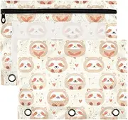 Cute Cartoon Animals Pen Binder Pouches with Clear Window Rings in Assorted Colors 3 Rings for Storing School Students Teacher Supplies Multicolored 2 PCS