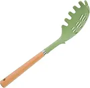 NOLITOY Pasta Server Wooden Handle Silicone Strainer Spoon for Noodles and Pasta Heat Resistant Kitchen Utensil Non- Easy to Clean Cooking Tool Random Color