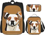 Cute Animal Farm Dog Backpack With Lunch Box And Pencil Case 3 In,Kawaii Backpacks With Lunch Bag Matching Combo