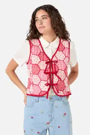 Patchwork Quilted Tie Vest