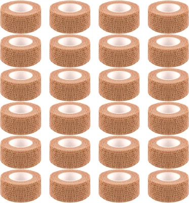 24pcs Self Adhesive Cohesive Wrap Bandage 1"X 5Yds First Aid Elastic Grip Tape