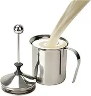 Manual Milk Frother 400ML Stainless Steel Double Mesh Hand Pump Creamer Milk Foamer for Cappuccinos Coffee Latte
