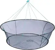 Fish Trap Portable Round Crabbing Net Nylon Folding Fishing Net Woven Mesh Fish with Thickened Rope for Minnows Lobster Shrimp Fishing Trap Folding