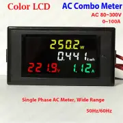Digital LCD AC 110V 220V 230V 240V LED Voltmeter Panel Volt Amp Watt Combo Meter