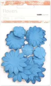 Paper Flowers, Blue, 60/pk, mixed sizes, scrapbook -Kaisercraft 616