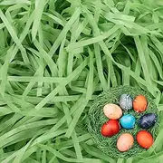 Darryy Gift Filling Material, 200 g Easter Grass Paper, Shredded Tissue Paper Green, Easter Grass Decorative Grass, Filling Material Easter Basket, for Gift Box (Green)