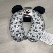 Disney Mickey Mouse Comfy Neck Travel Pillow With Ears Airplane Car Grey