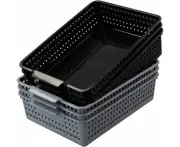 Plastic Storage Basket Tray, Plastic A4 Paper Storage Basket, 6 Pack