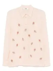 [FENDI] embroidered georgette shirt 40 Pink