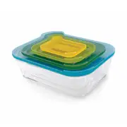 4pc Joseph & Joseph Compact Nest Glass Food Storage Container w/ Snap Lid Set