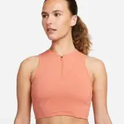 NIKE PRO WOMEN’S DRI-FIT CROP TANK TOP Peach 1/2 ZIP DM6952-824 SIZE 2XL NEW