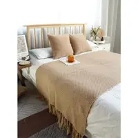 在飛比找ETMall東森購物網優惠-北歐純色床旗酒店民宿床尾巾沙發毯1.8米床上搭巾裝飾毯床蓋抱