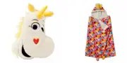 Disney Pixar Fuzzy Fun Buttercup Unicorn Hooded Pom Blanket bonus plush pillow