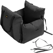 3-in-1 Dog Car Booster Seat with 2-in-1 Leash, Removable Car Seat with Washable Mashine Side Bag Strap, Car Set Black